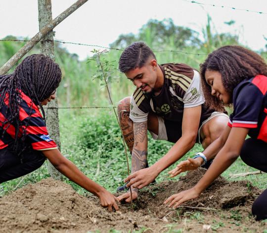 Flamengo une educação ambiental e restauração ecológica em plantio de 500 mudas