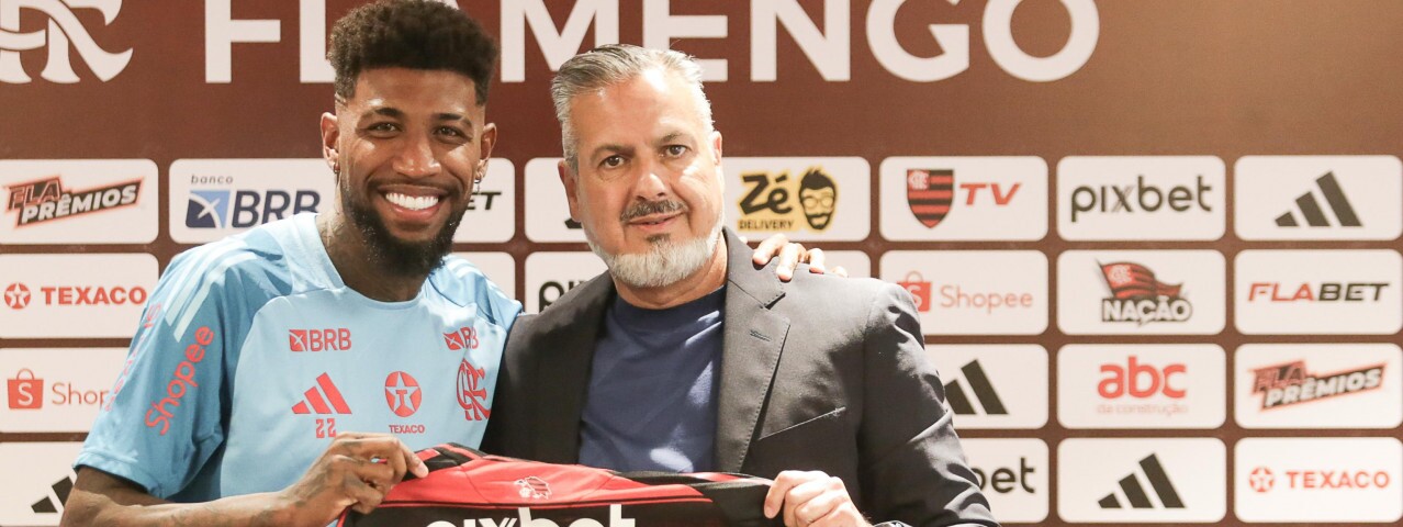 Emerson Royal é apresentado no Ninho do Urubu e diz: “Eu sempre fui flamenguista e não sabia”