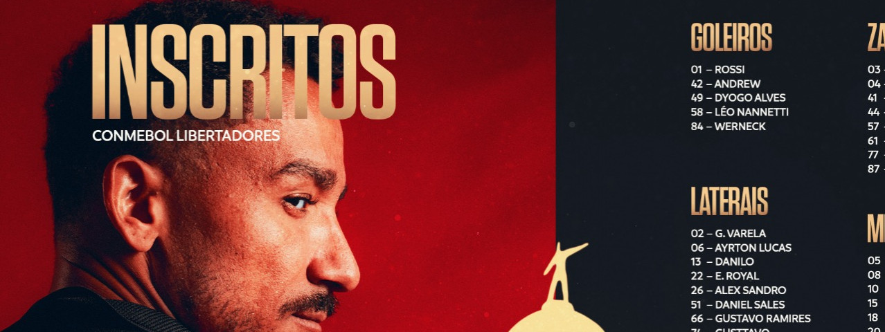 Confira os jogadores do Flamengo inscritos na CONMEBOL Libertadores 2026